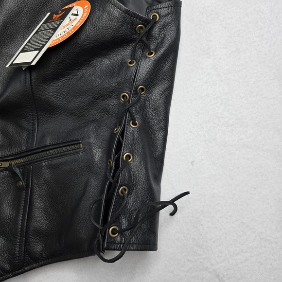 A&H Apparel Womens Cowhide Motorcycle Classic Leather Vest Gun Pocket womens‎ XL - Picture 5 of 8
